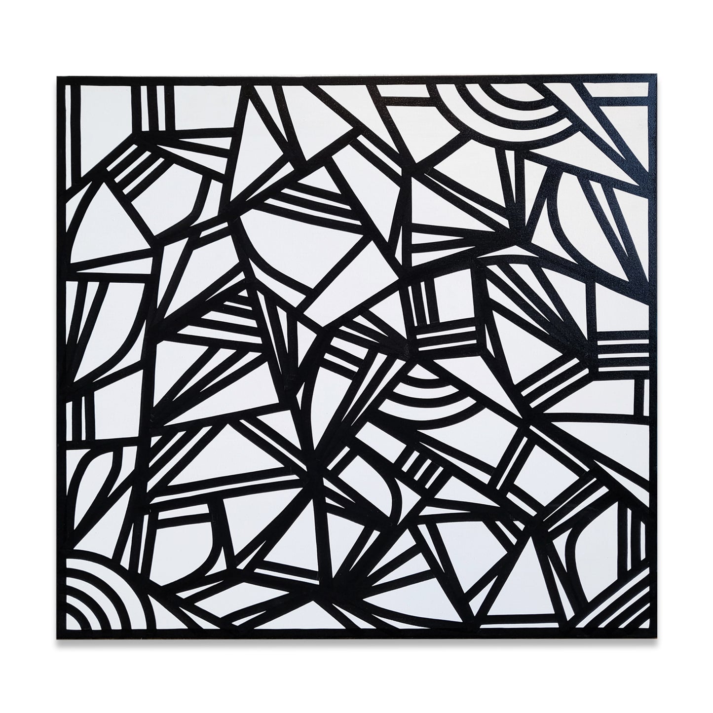 Abstract black and white painting on canvas