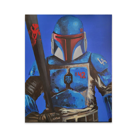 Original acrylic and spray paint painting on canvas by street artist Trade, Dodger Star Wars character