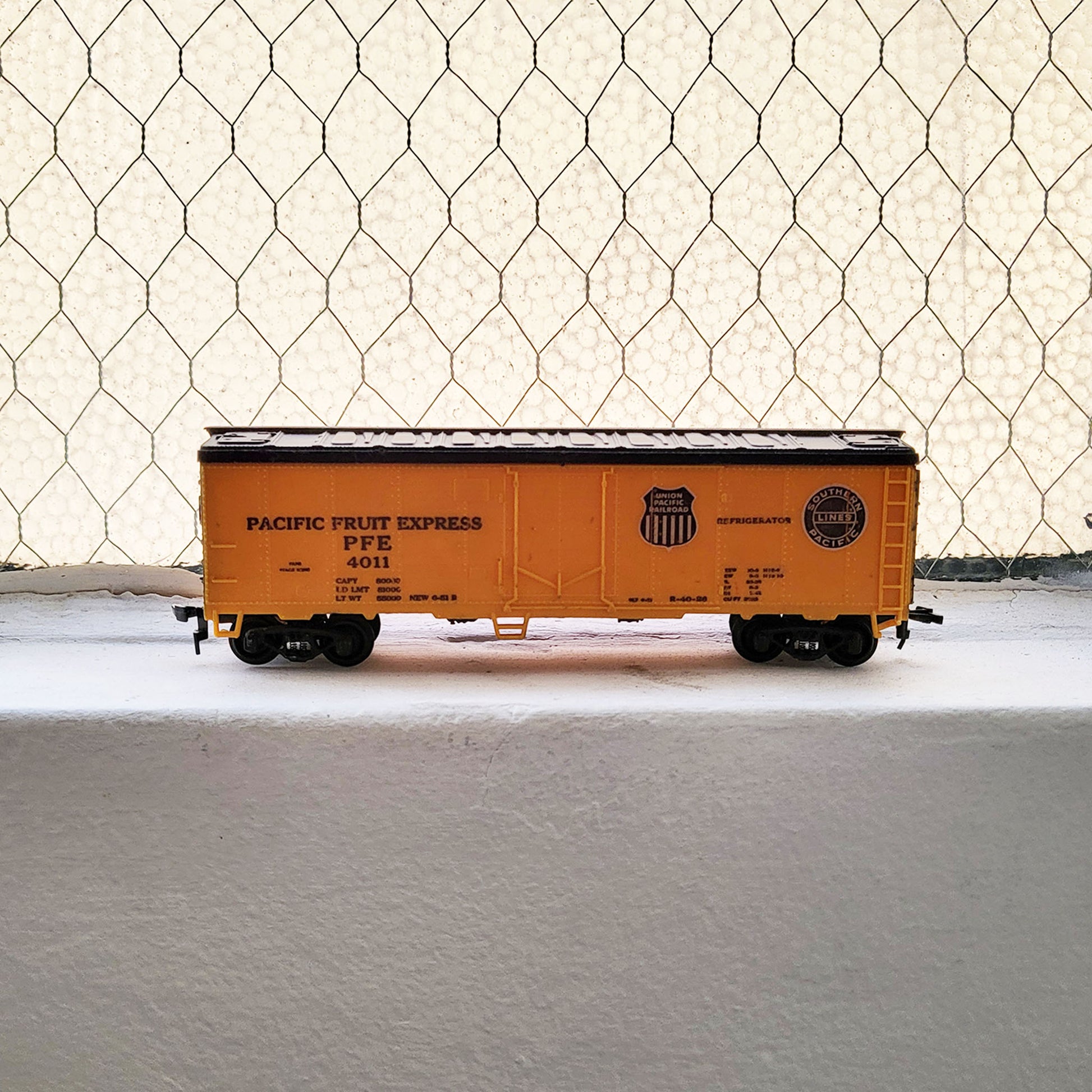 HO model toy 'Union Pacific Fruit Express' train boxcar for graffiti writer gifts and train enthusiasts. 