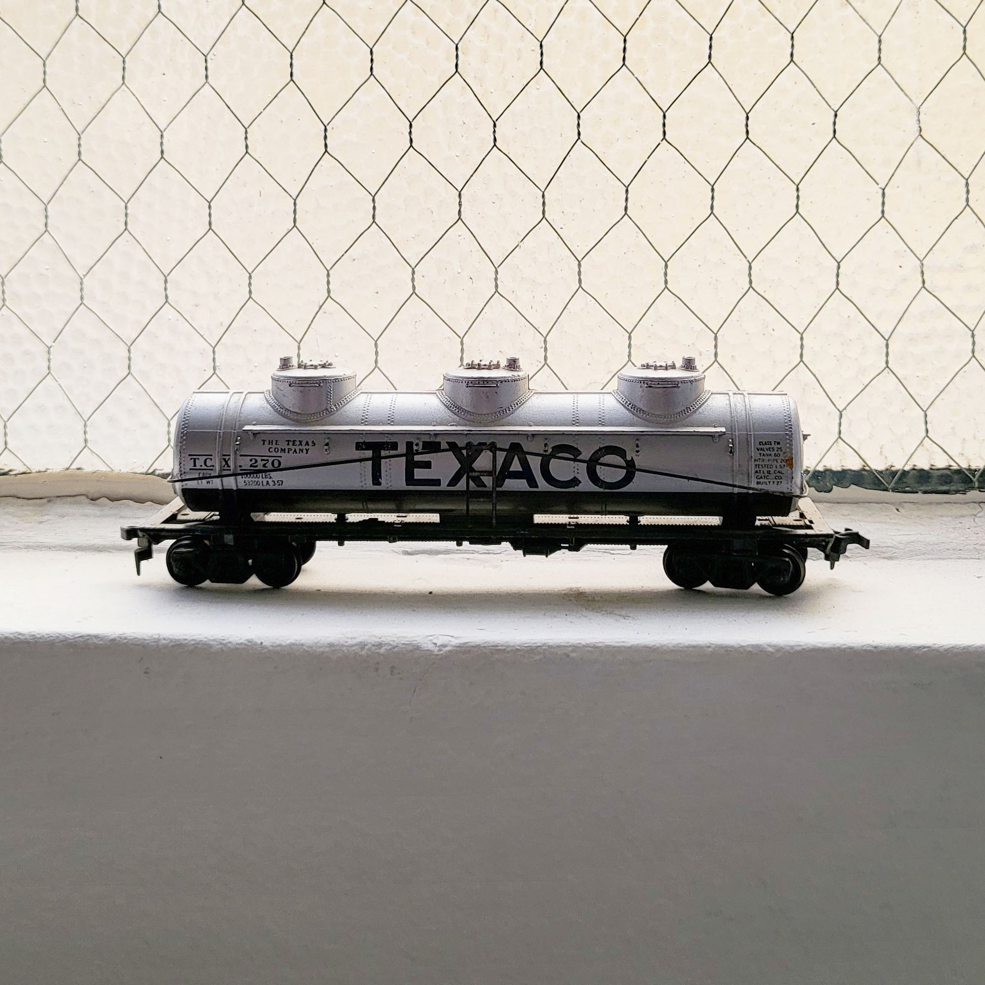 HO model toy 'Texaco' train tanker for graffiti writer gifts and train enthusiasts. 