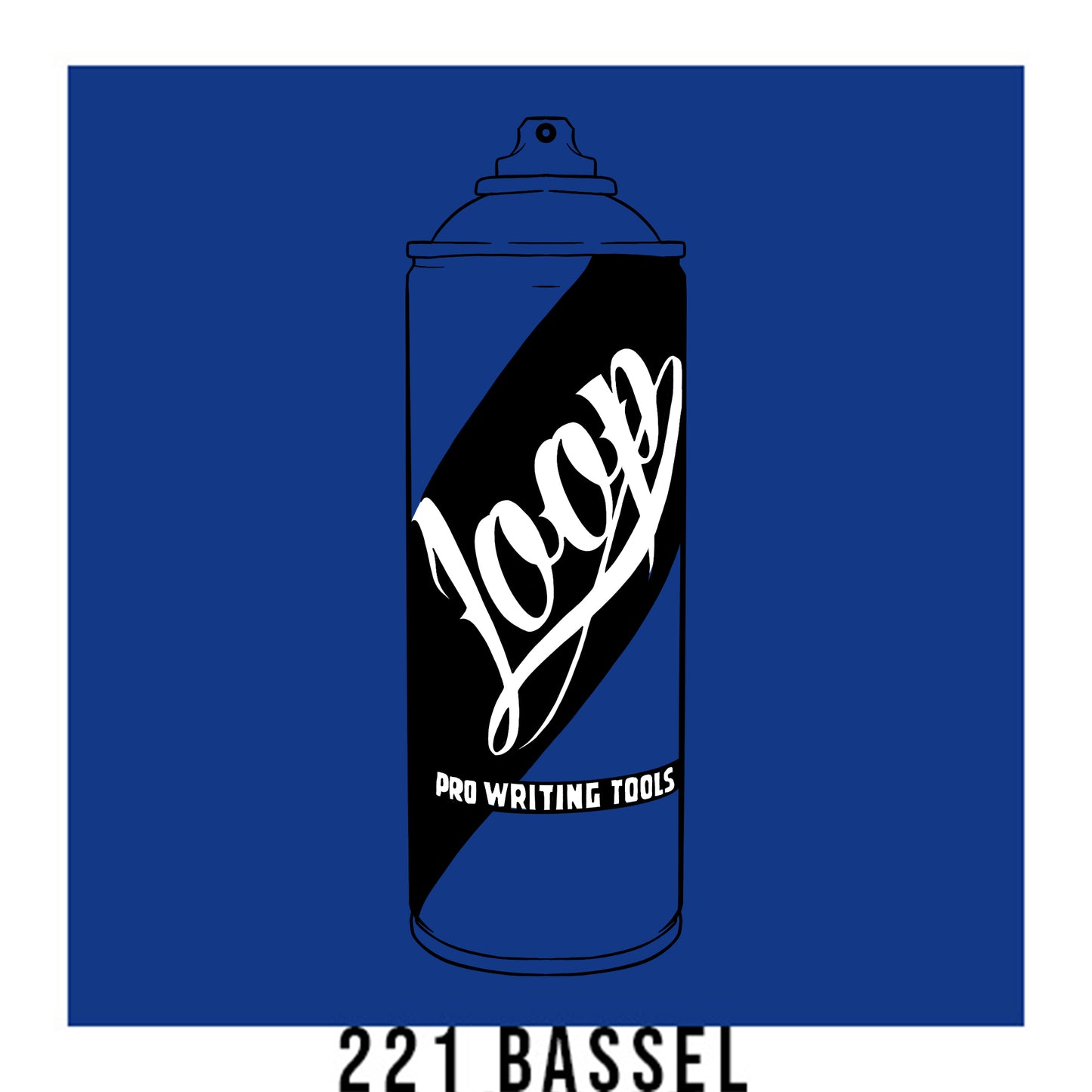 Loop colors graffiti artist spray paint in Bassel dark blue.