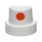 White cap with an orange dot 