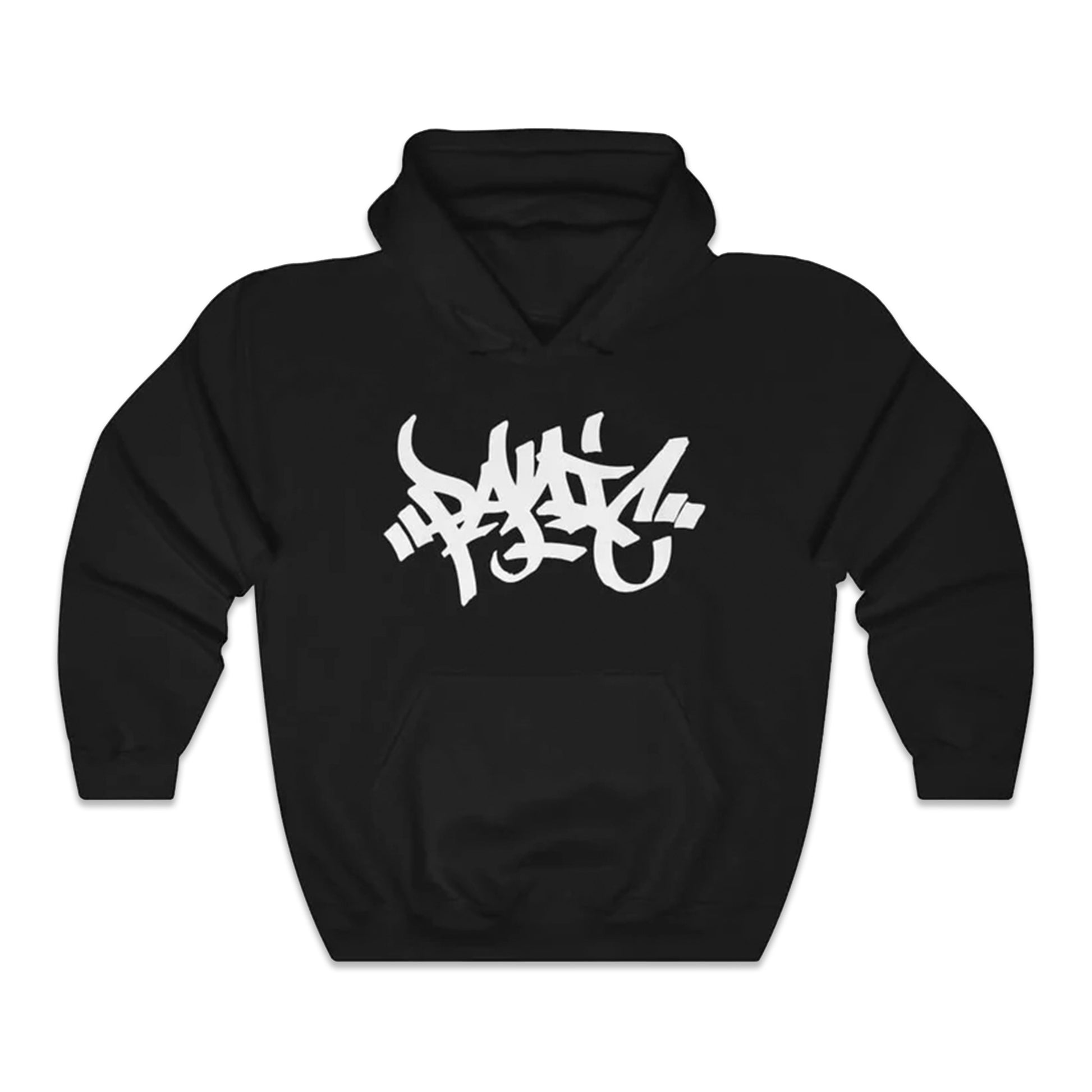 Panic 39 music brand hoodie the Panic in tagger font design in black front