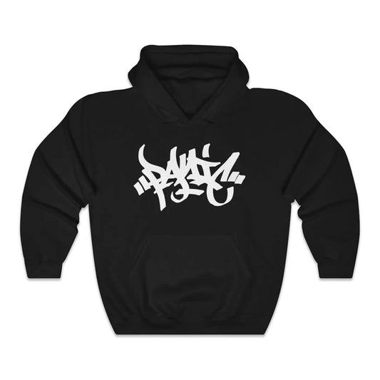 Panic 39 music brand hoodie the Panic in tagger font design in black front