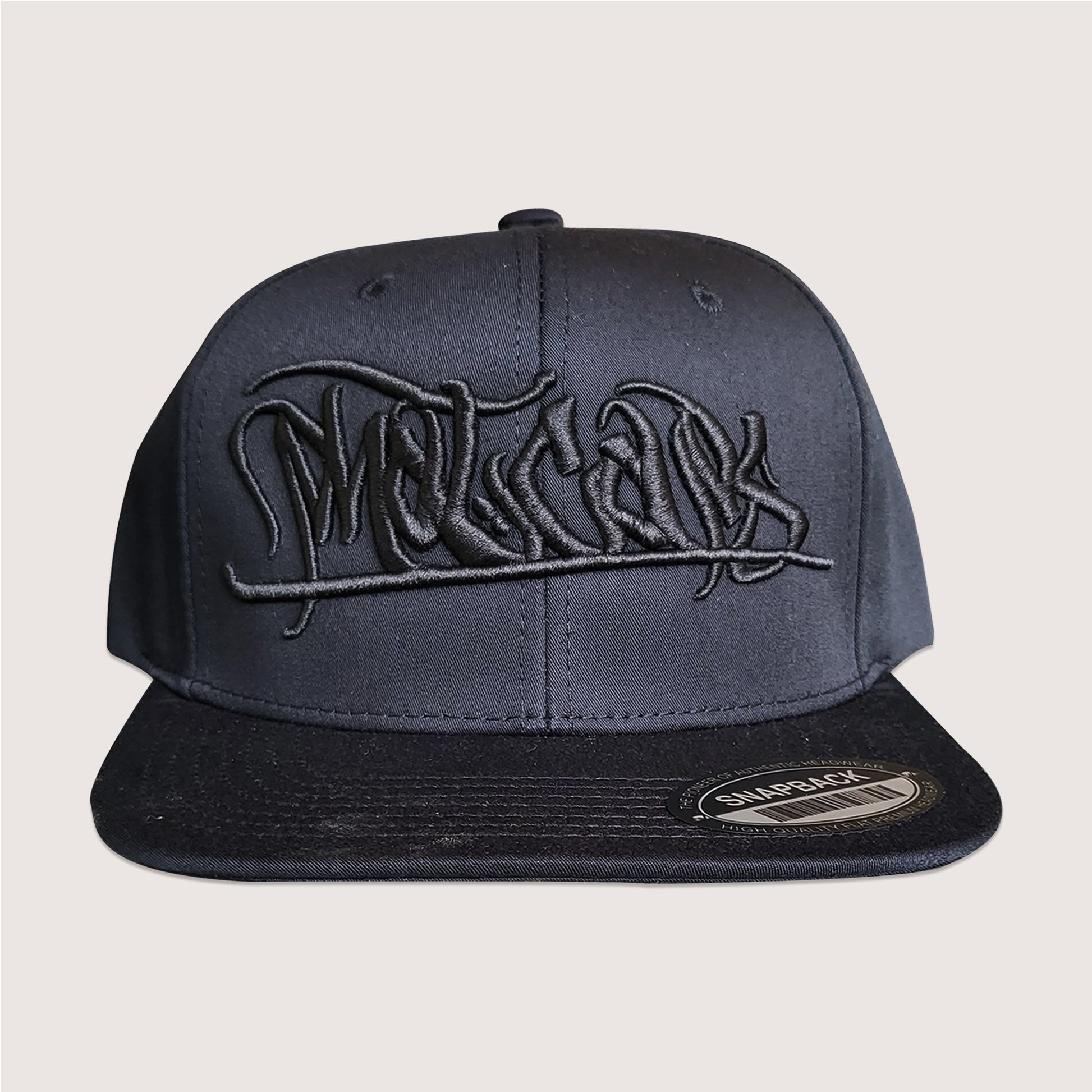 Phatcaps graffiti brand black baseball cap with black embroidery.