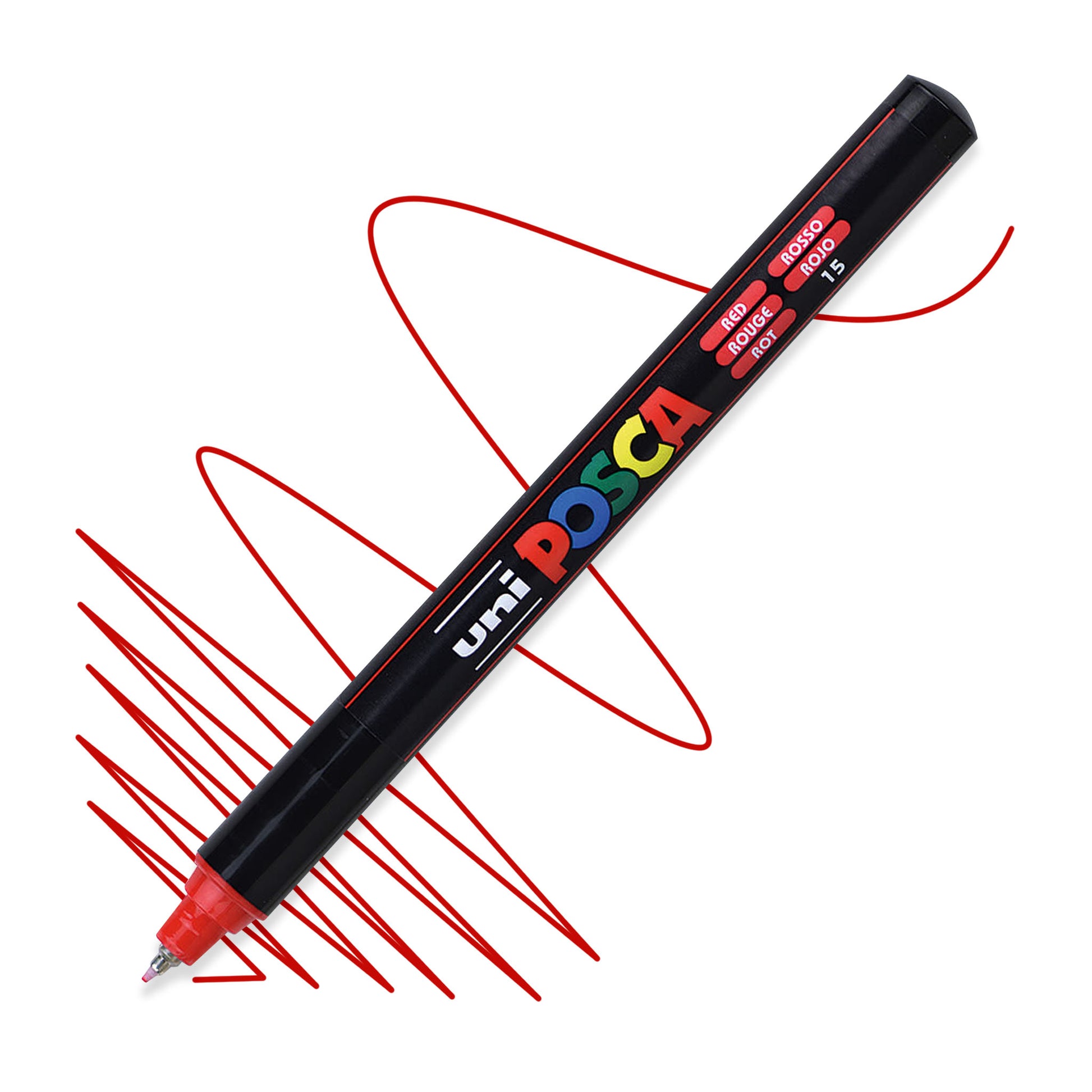 POSCA 1-MR water-based graffiti art Fine Line paint marker in Red.