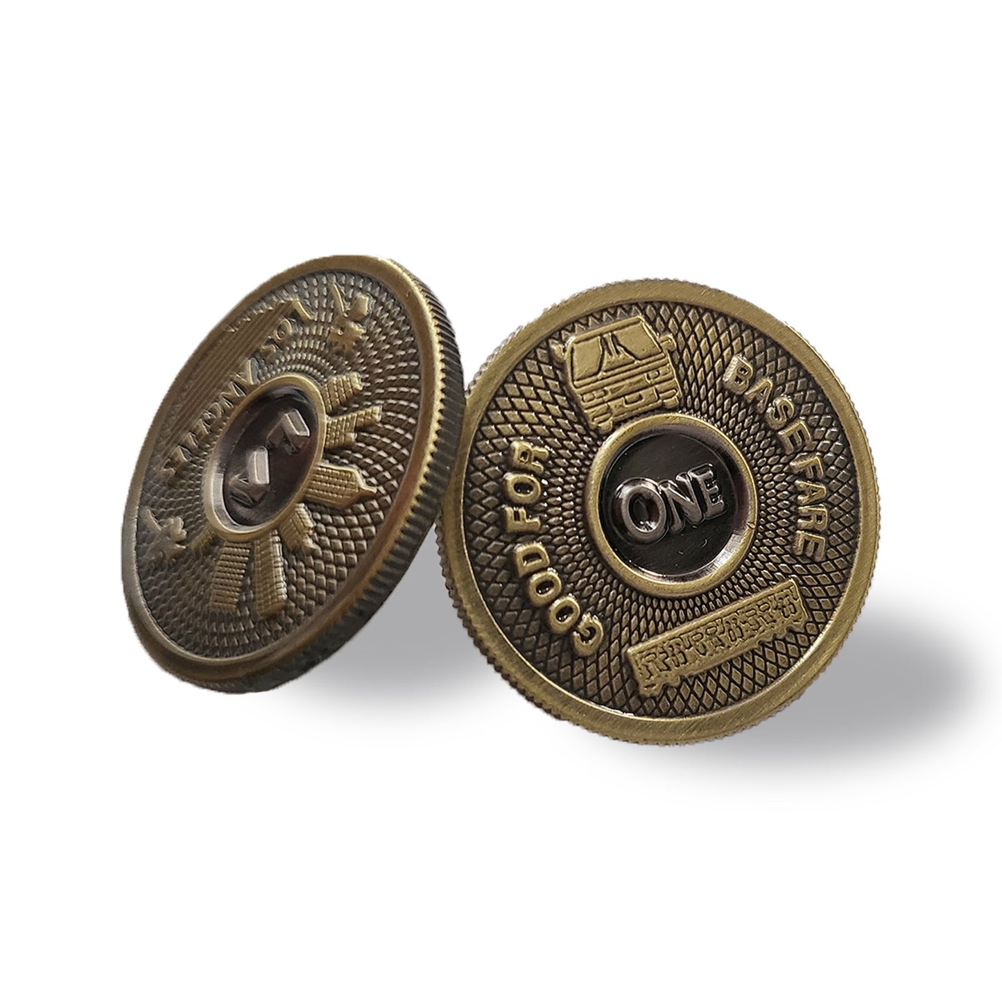 black and gold Gaso token pins